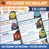 Fourth Grade ELAR Word Wall Cards, NEW TEKS aligned