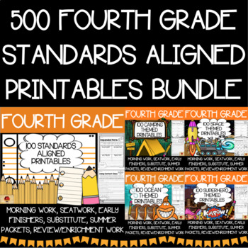 Preview of Fourth Grade Worksheets Bundle {500 Standards Aligned Printables}