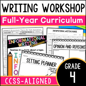 Preview of 4th Grade Writing Curriculum Bundle - Yearlong Writing Workshop Lessons 70% OFF