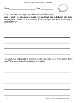 4th grade writing prompts sel
