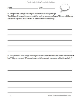 fourth grade writing prompts list