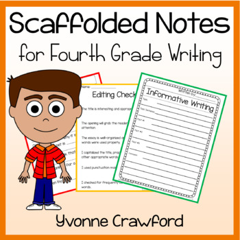 Preview of Fourth Grade Writing Scaffolded Notes | Writing Process Activities & Worksheets