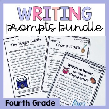 Preview of Fourth Grade Writing Prompts Bundle - Opinion, Narrative, Informational, How To
