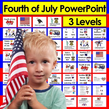 Preview of Fourth Of July PowerPoint Presentation 3 Levels + Songs For Summer School