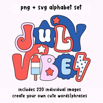 Preview of Fourth of July Alphabet Set - 220 Cute PNG Letters - Patriotic Clip Art