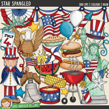 Preview of Fourth of July & American Independence Day Clip Art: Star Spangled