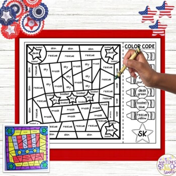 fourth of july color code worksheet s blends by ms toni s speech tools