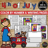 Fourth of July Activities Writing and Color by Number Pages 4th