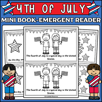 Preview of Fourth of July Emergent Reader Mini Book, Independence Day for Young Explorers