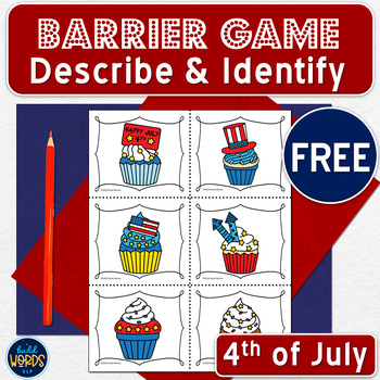 Preview of Fourth of July FREE Barrier Game with Rating Rubric Speech Therapy Activity