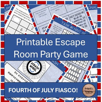 Preview of Fourth of July Fiasco Printable Escape Room Party Game for Kids