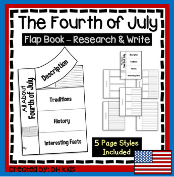 Preview of Fourth of July Flap Book, Holiday Flip Book Research Project, July Activity