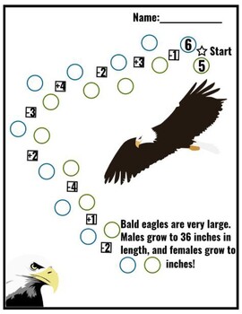 Preview of Fourth of July/July 4th Bald Eagle Add and Subtract Freebie