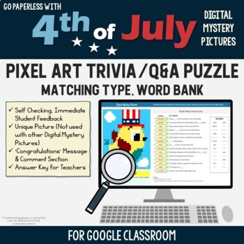 Fourth Of July Matching Type Trivia Question Answer Tpt