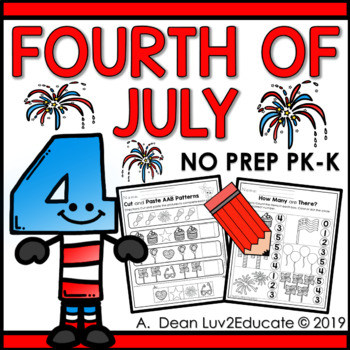 Preview of Fourth of July NO PREP Preschool Packet