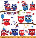 Fourth of July Owl Clipart Clip Art, Happy 4th of July Owl