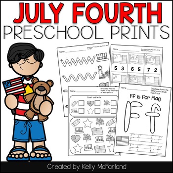 Preview of Fourth of July Preschool Worksheets