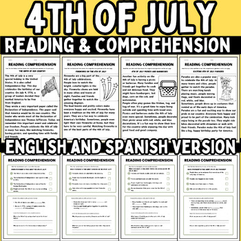 Preview of Fourth of July Reading Comprehension Passages bundle  | 1st to 3rd grade