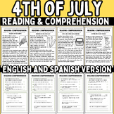 Fourth of July Reading Comprehension Passages bundle  | 1s