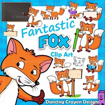 Preview of Fox Clip Art with Signs - Letter F in Alphabet Animals Series