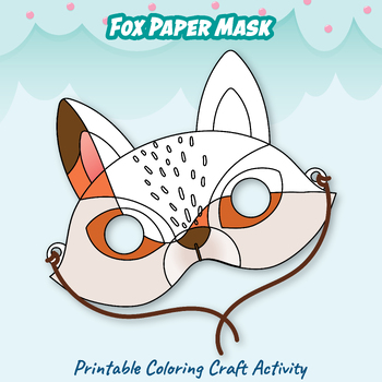 Fox Paper Mask Printable Coloring Craft Activity - DIY Project for Kids.