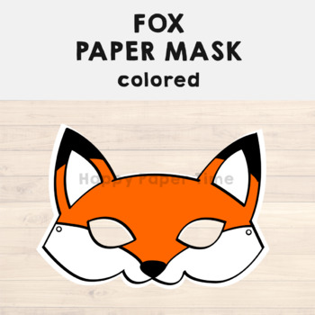 Fox Paper Mask Printable Woodland Forest Animal Craft Activity Costume
