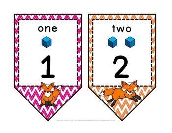 fox theme chevron printable number line pennant banner classroom decor