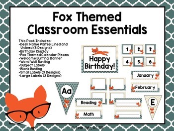 fox essentials themed classroom editable