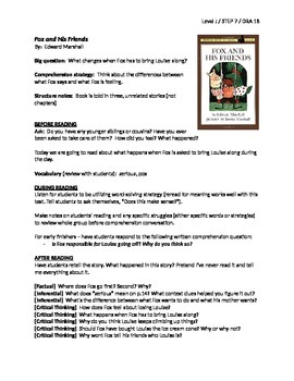 Preview of Fox and Friends Guided Reading Lesson Plan - Level J