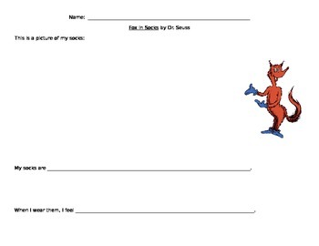 Preview of Fox in Socks:  Show and Share with Worksheet