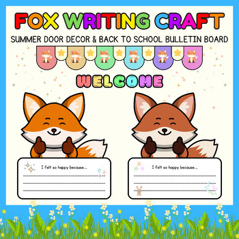 Preview of Fox writing craft l forest animals Door Decor & Back to school Bulletin Board