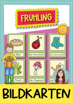 Preview of Frühling/Spring Flash Cards for the German class; Deutsch