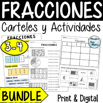 Preview of Fracciones - Fractions in Spanish - Comparar fracciones - Comparing Fractions