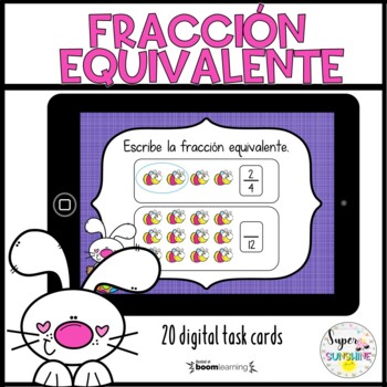 Preview of Fracciones equivalentes Boom cards Spanish distance learning