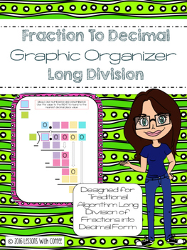 Preview of Fraction To Decimal Graphic Organzier and Task Cards