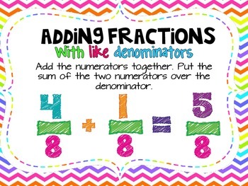 fraction action adding subtracting fractions with like denominators