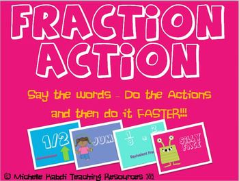 Preview of Fraction Action Game - Introduce or Review Fraction Vocabulary