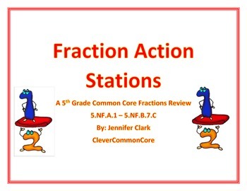 Preview of Fraction Action Stations: A Fifth Grade Common Core Fraction Review