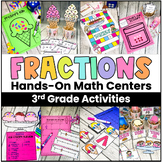 Fraction Activities 3rd Grade- Task Cards & Math Center Ga