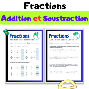 Preview of Fraction Activities / Addition and Subtraction Worksheets - in French-