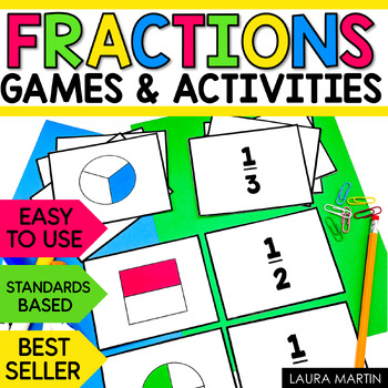 Preview of Fractions First Grade - Easy Fraction Activities - Fraction Games