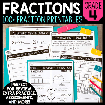 Preview of Fraction Activities - Fractions Unit - Printable Worksheets - Lesson Assessments