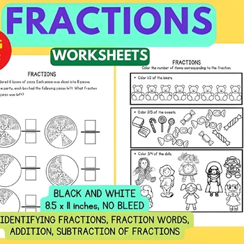 Preview of Fraction Activities - Fractions Unit - Printable Worksheets - Lesson Assessments