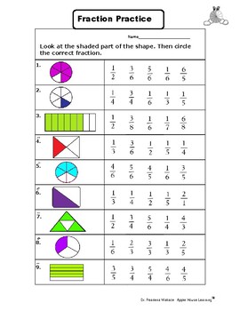 Home Learning - Fraction Activities Worksheets 3rd Grade NO PREP