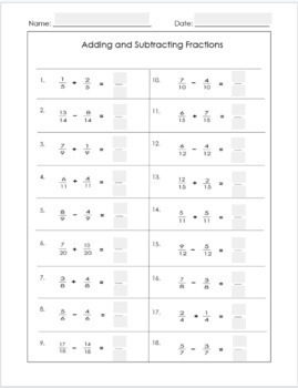 fraction addition subtraction basic 5 worksheets grade 3 4 google