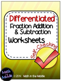 Fraction Addition & Subtraction Self-Checking Worksheets -