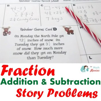 Preview of Fraction Addition and Subtraction Story Problems: Christmas Theme