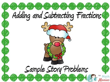 Preview of Fraction Addition and Subtraction Story Problems Sample Christmas Theme