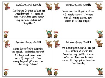 Fraction Addition and Subtraction Story Problems Sample Christmas Theme