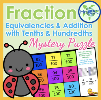 Preview of Fraction Addition with Tenths & Hundredths Equivalencies Digital Boom Cards™
